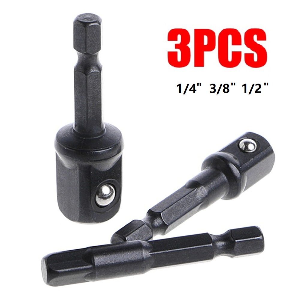 Power Tools Extension - 3-teiliges Steckschlüssel-Adapter-Set, 1/4 Zoll, 3/8 Zoll,